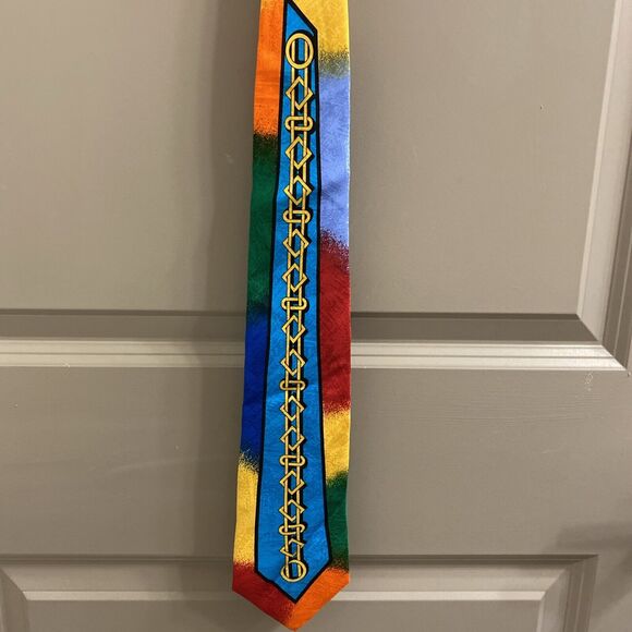 Rush Limbaugh No Boundaries Mens 100% Silk Tie Rainbow Gold Knot Chain - Picture 1 of 6